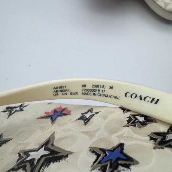 Coach Sandals Abbigail Off White Star  Floral Red Thong Flip Flop Rubber Size 6B - Picture 5 of 6